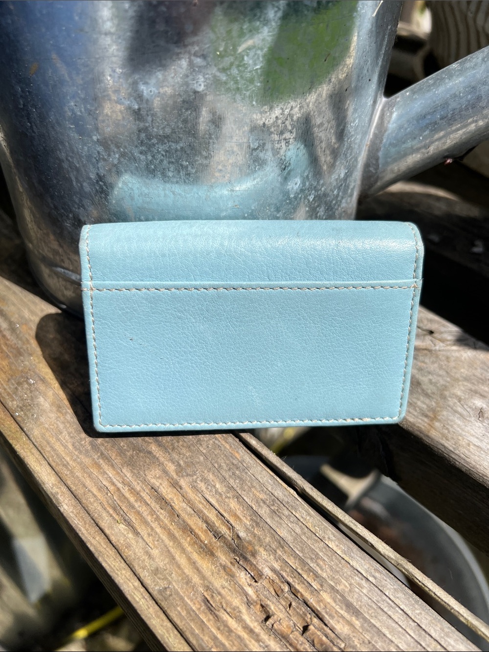 Coach Small Leather Wallet in Baby Blue - Picture 2 of 6